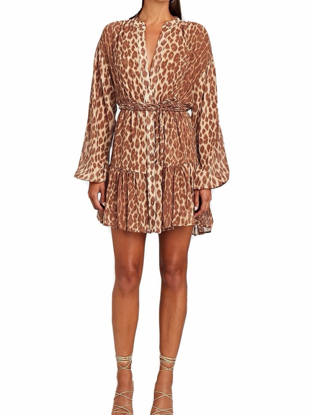 A.L.C. Jen belted leopard-print silk-georgette mini dress size 12